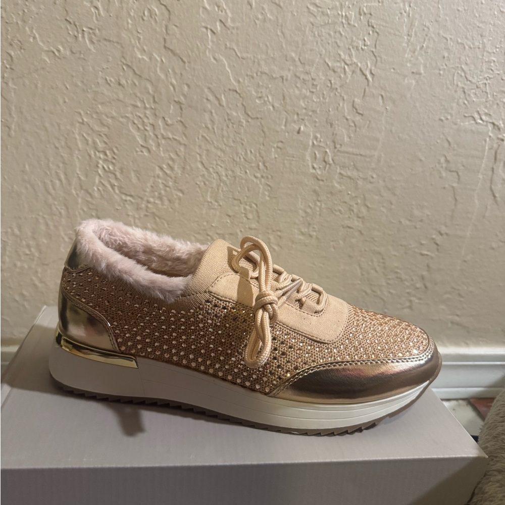 Kenneth Cole Cari Cozy Gold and Beige Women's Sneakers